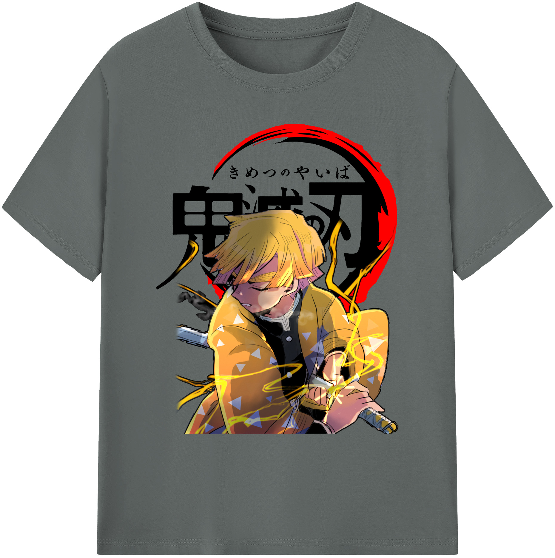 （画像用） 鬼滅の刃（きめつのやいば）我妻 善逸／あがつま ぜんいつ Agatsuma Zenitsu 綿100％ メンズ半袖Tシャツ｜肌触りやわらか＆通気性